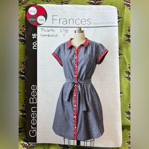 Green Bee Sewing Pattern No. 16 Frances Dress, XS-XXL Uncut, 2012, Shirt Dress